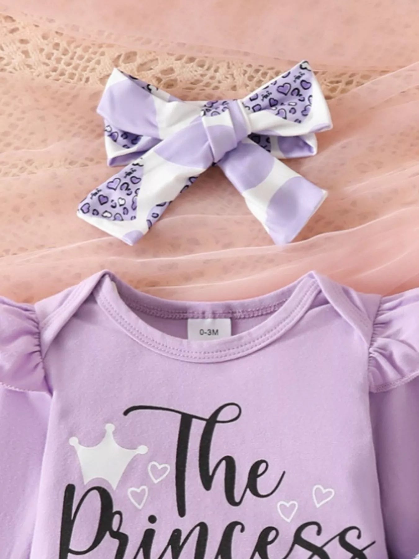 Children's Graphic Ruffled Top and Pants Set with Headband 