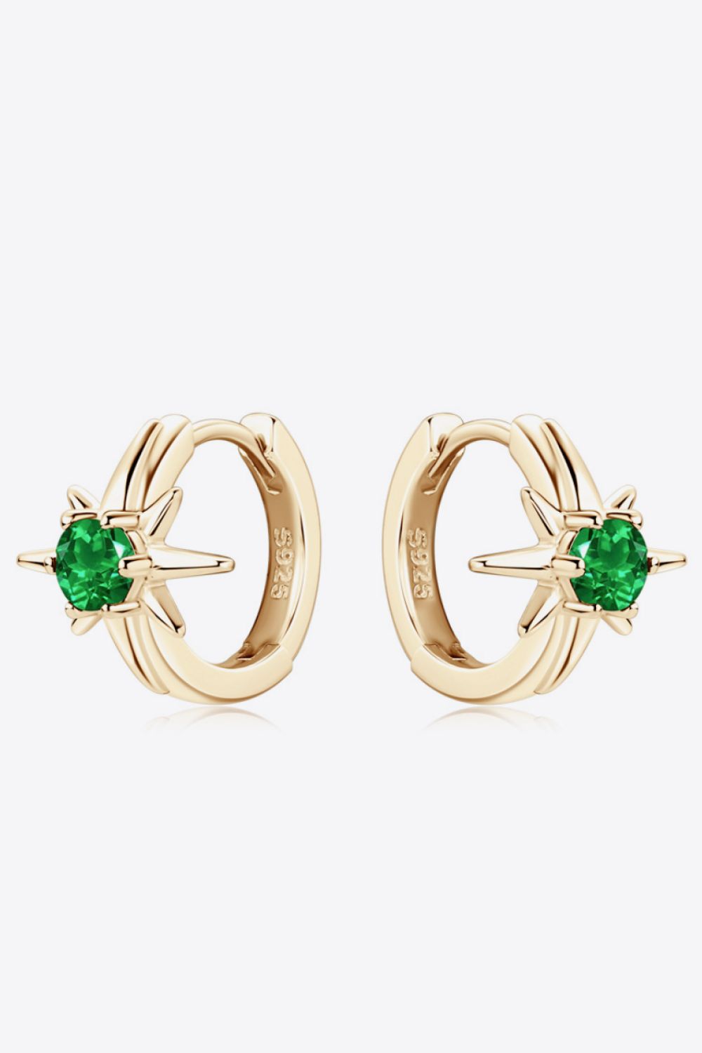 Lab-Grown Emerald Huggie Earrings 