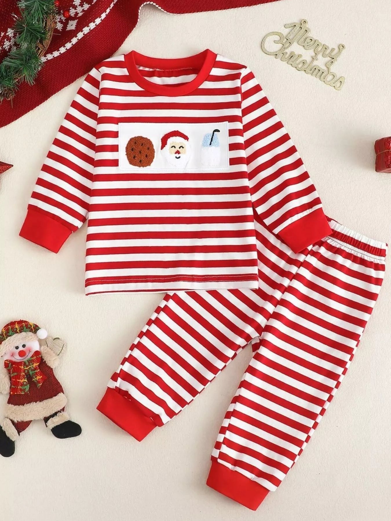 Children's Christmas Striped Pajama Set 