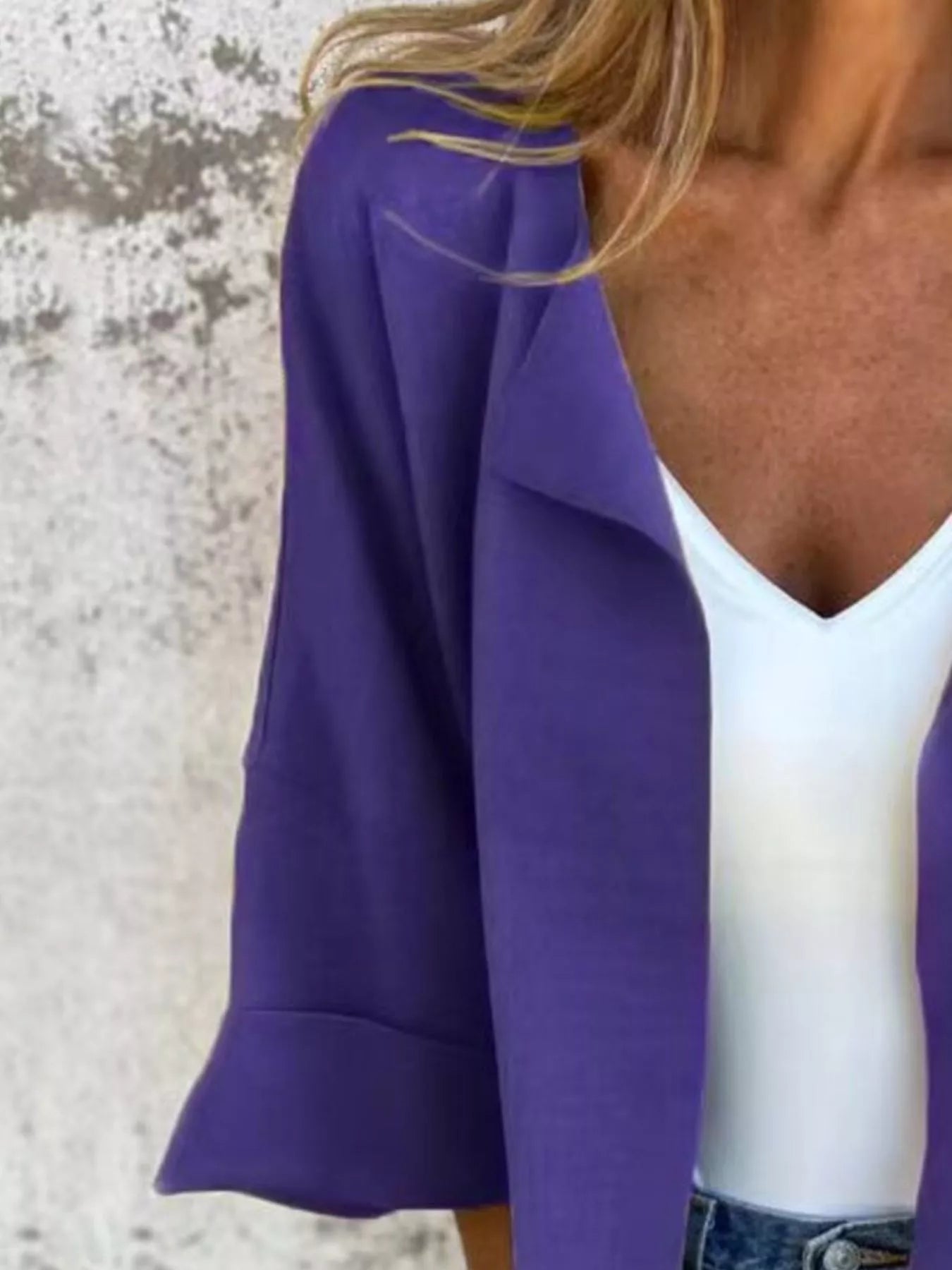 Full Size Open Front 3/4 Sleeve Casual Cardigan Plus Size 