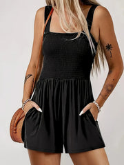 Full Size Smocked Wide Strap Romper Plus Size 