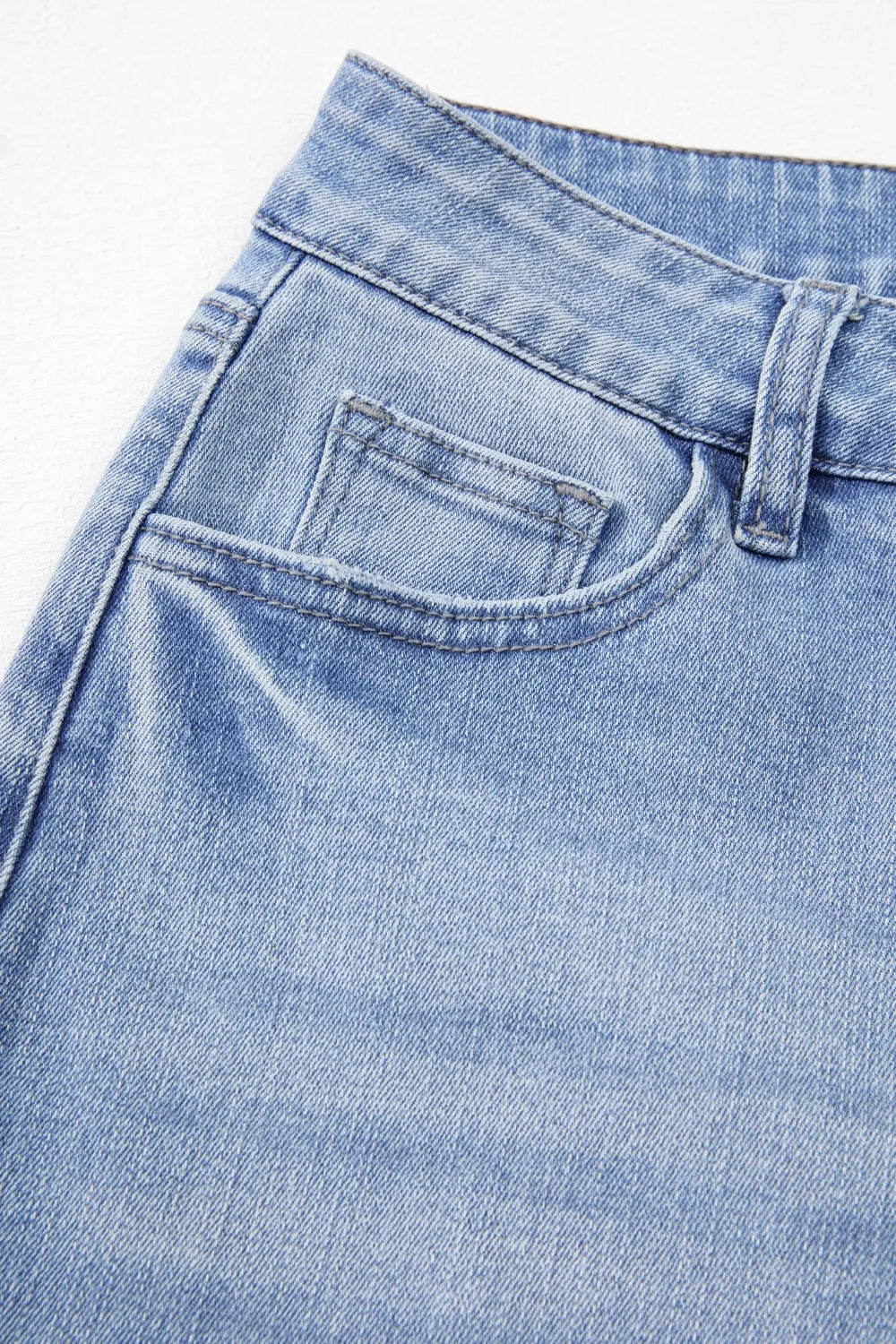 Mineral Wash Raw Hem High Waist Flared Jeans 