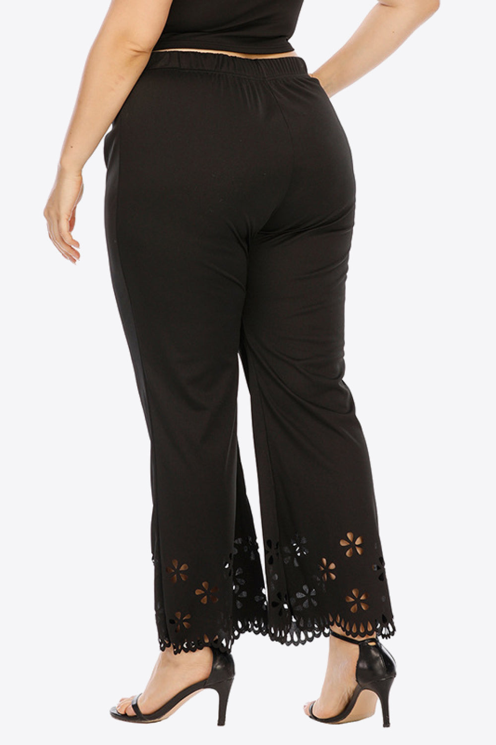 Plus Size Openwork Elastic Waist Pants 