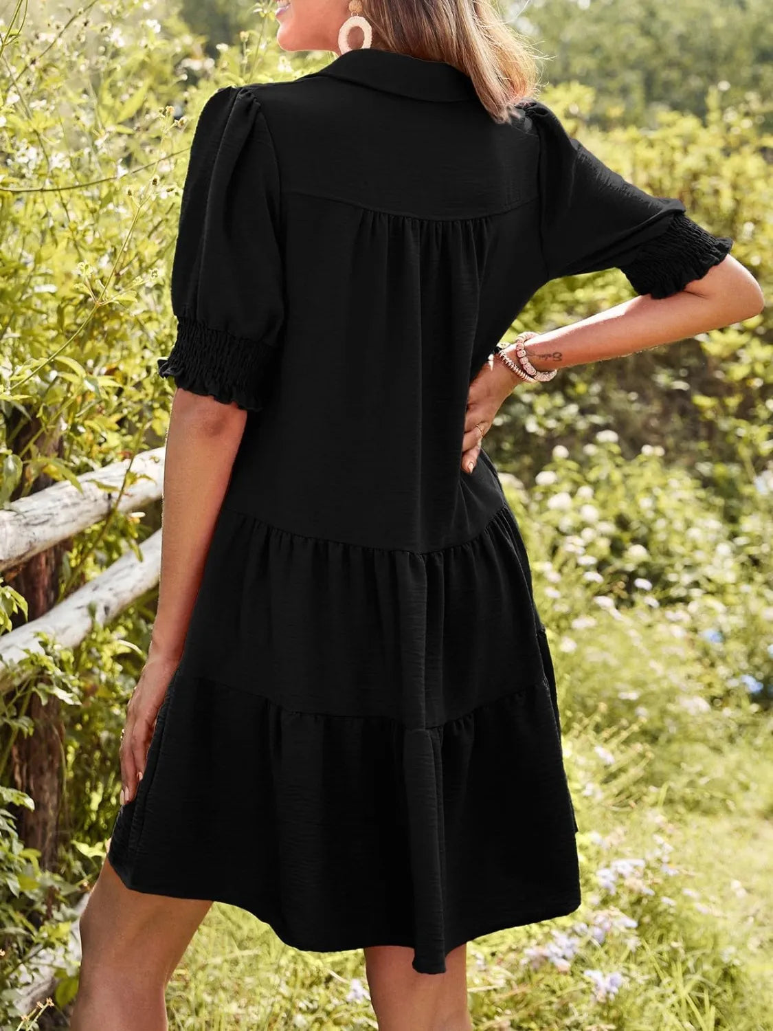 Johnny Collar Short Sleeve Mini Dress 