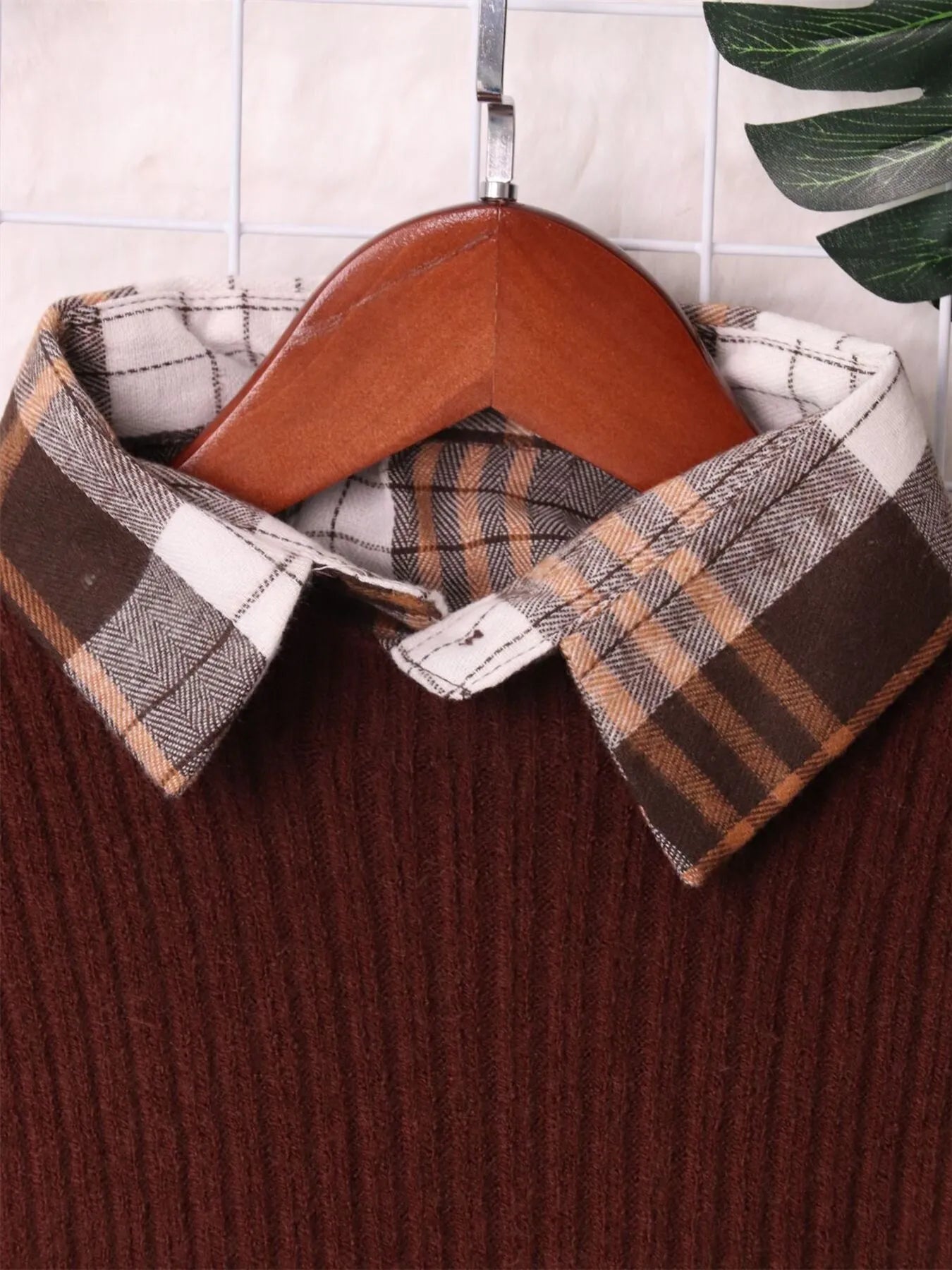 Plaid Long Sleeve Sweater Dress 