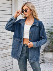 Button Up Long Sleeve Denim Jacket 