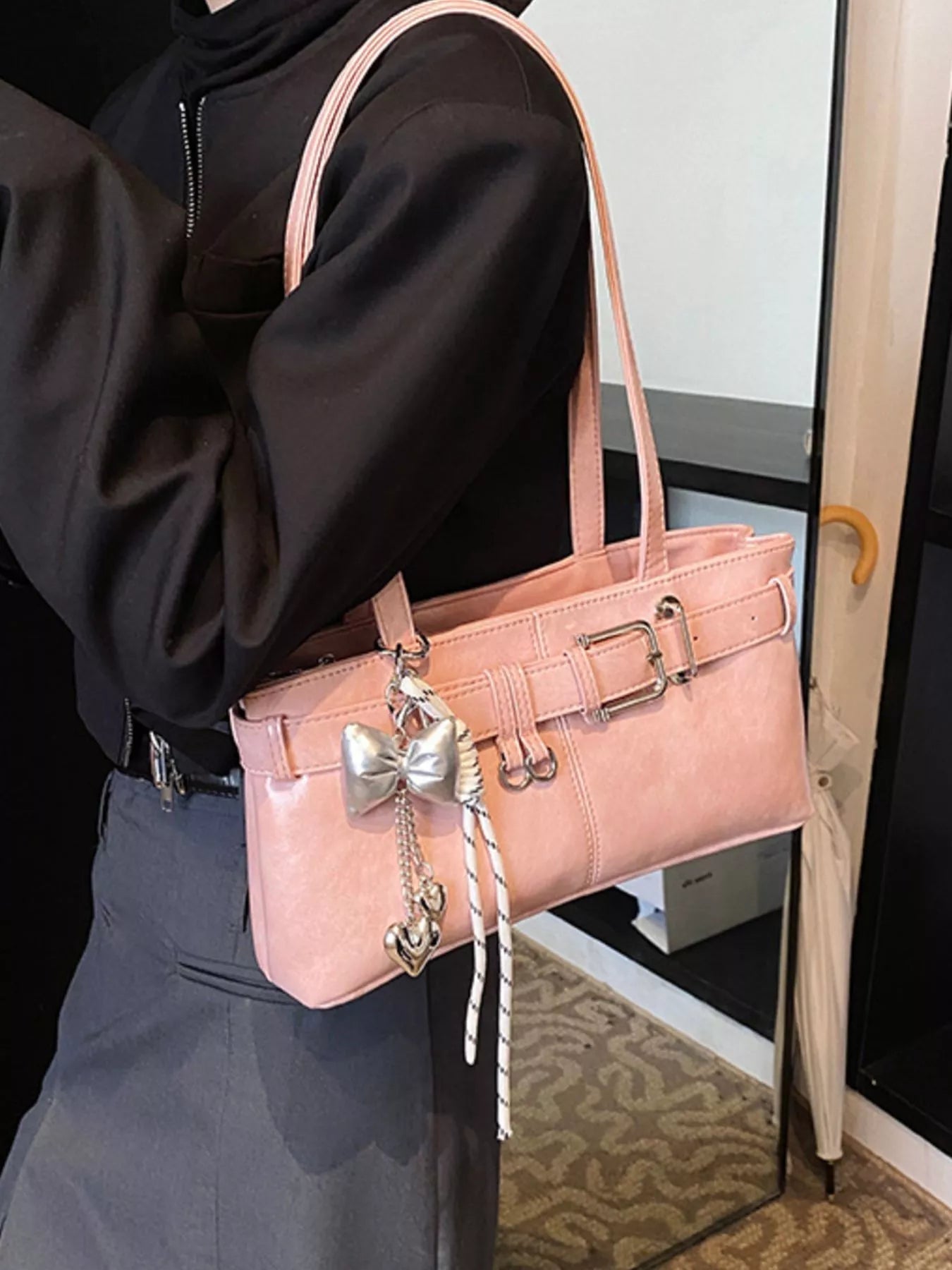 Buckle Decor Shoulder Bag 