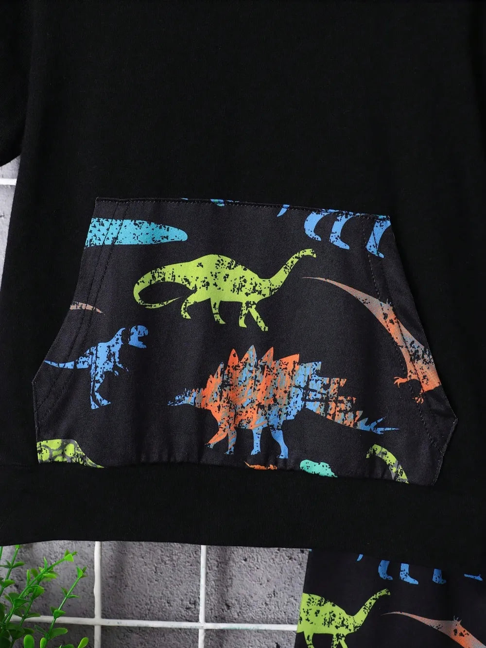 Children's Dinosaur Short Sleeve Hooded Top and Pants Set 