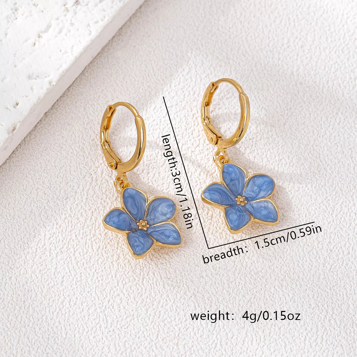4 Piece Colorful Flower Drop Earrings 