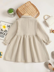 Children's Ruffled Bow Collared Neck Dress 