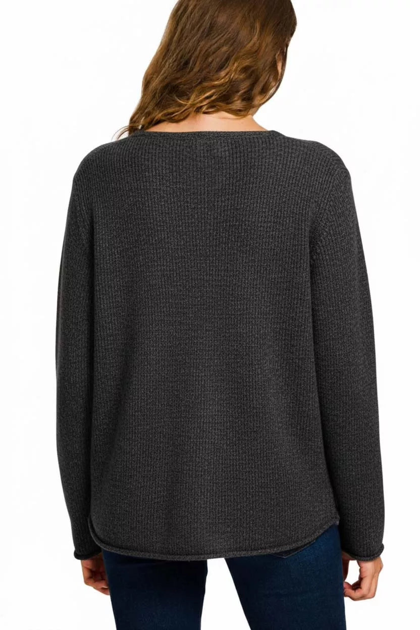 Zenana Beach V Neck Sweater 
