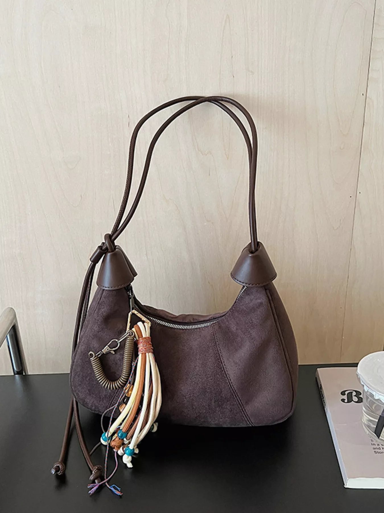 Vintage Suede Tassel Shoulder Bag 