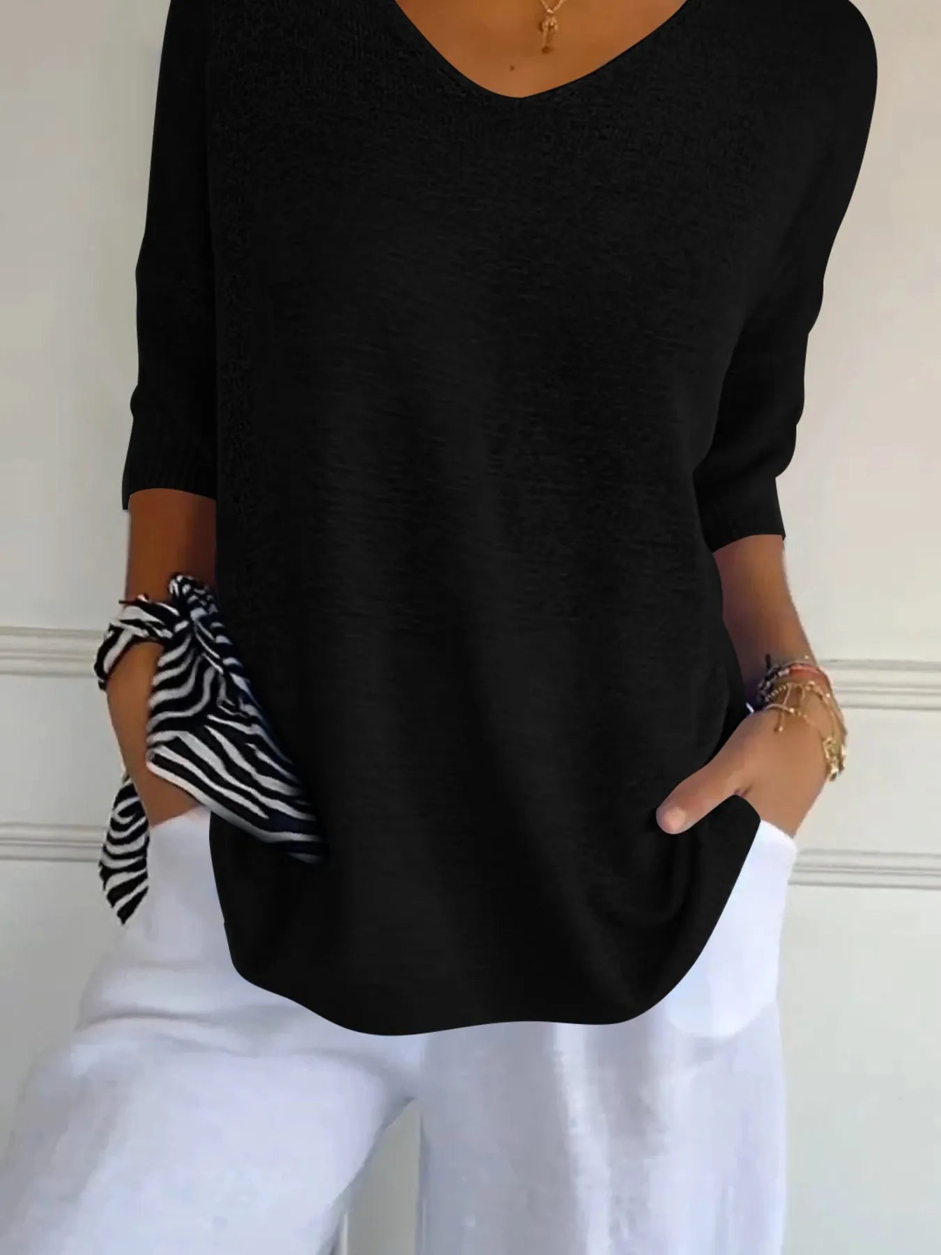 Full Size Relaxed Fit Ribbed Hem Sweater Plus Size 