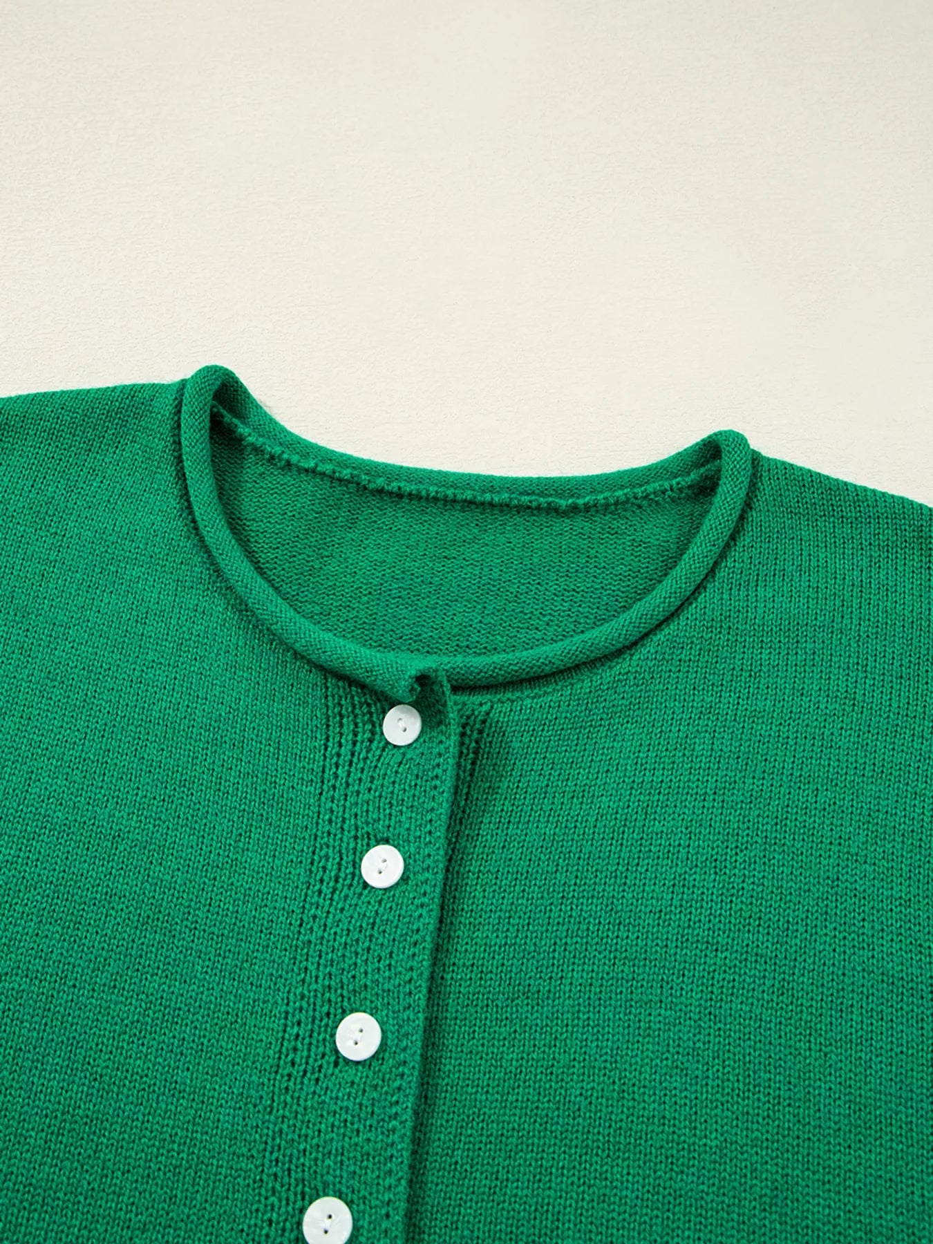 Solid Color Knit Button Drop Shoulder Sweater Cardigan 