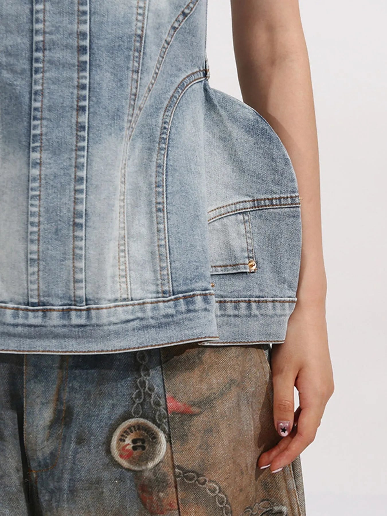 Zip Back Denim Tube Top 