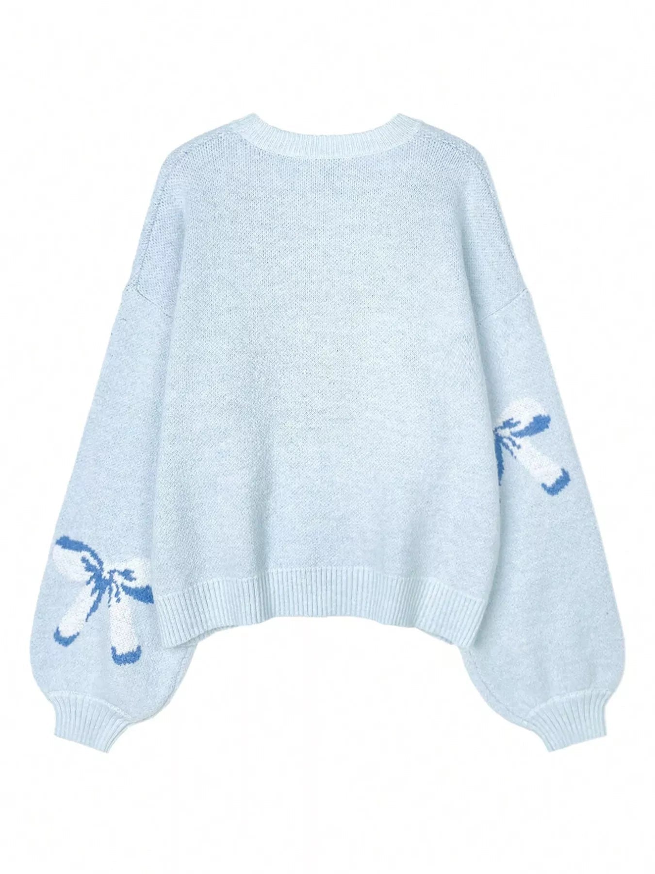Bow Round Neck Dropped Shoulder Sweater 