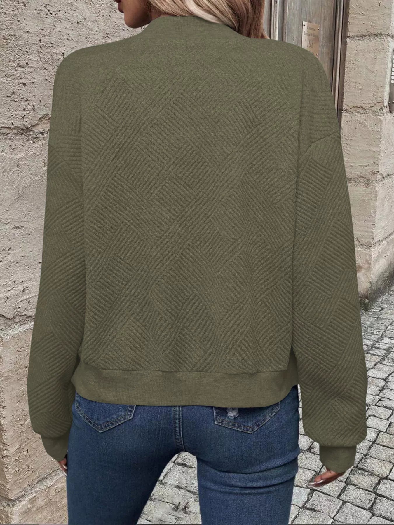 Full Size Zip Up Long Sleeve Textured Jacket Plus Size 