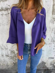 Full Size Open Front 3/4 Sleeve Casual Cardigan Plus Size 