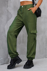 Buttoned High Waist Jeans with Pockets 