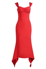 Ruched Sweetheart Neck Hem Detail Dress 
