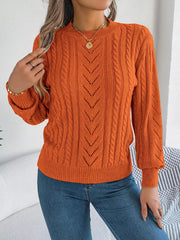 Cable-Knit Round Neck Sweater 