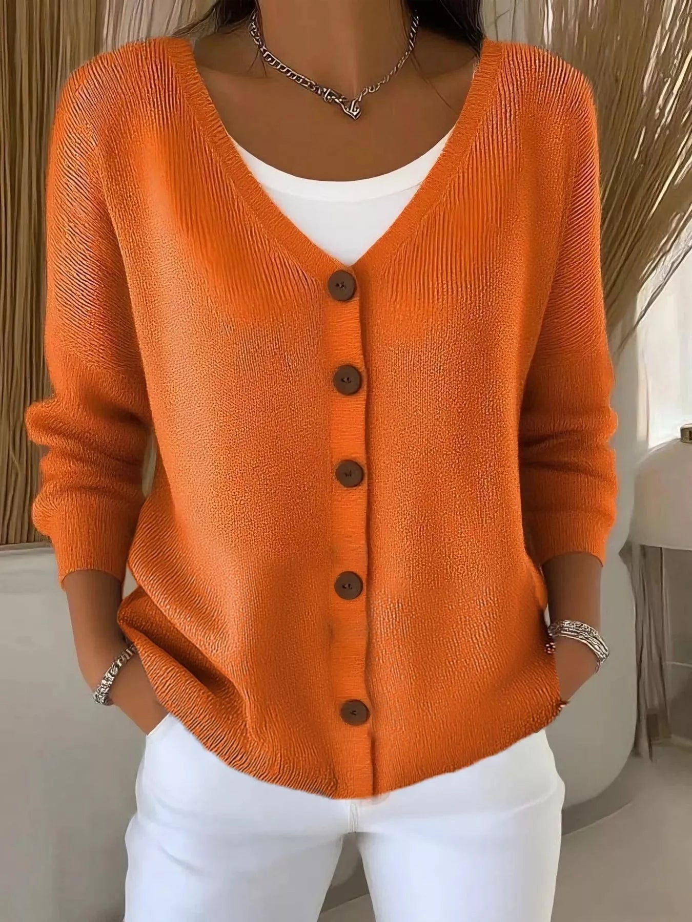 Full Size V-Neck Button-Down Knit Cardigan Plus Size 
