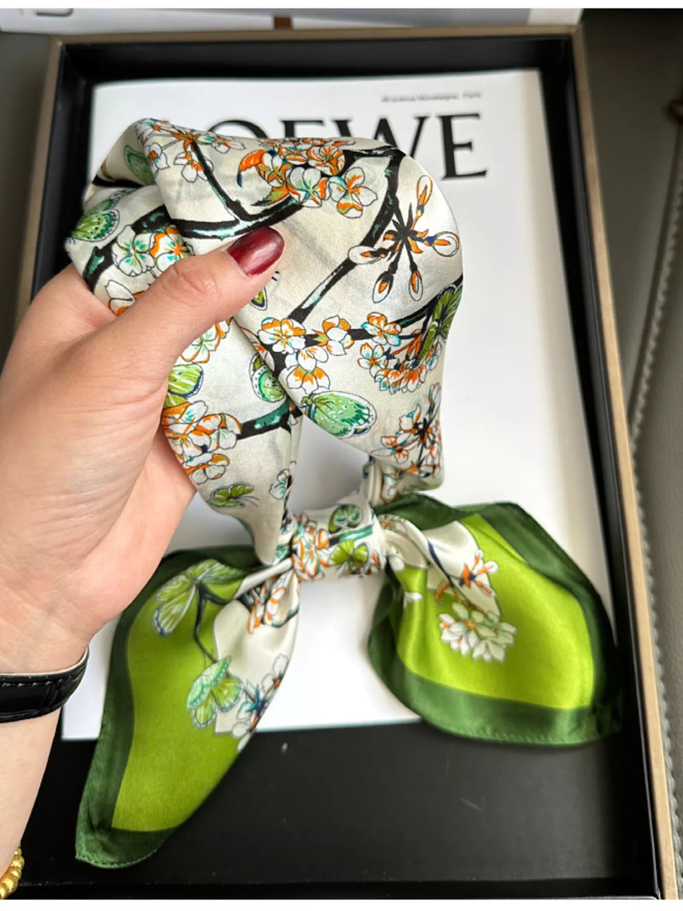 Floral Print Silk Scarf 