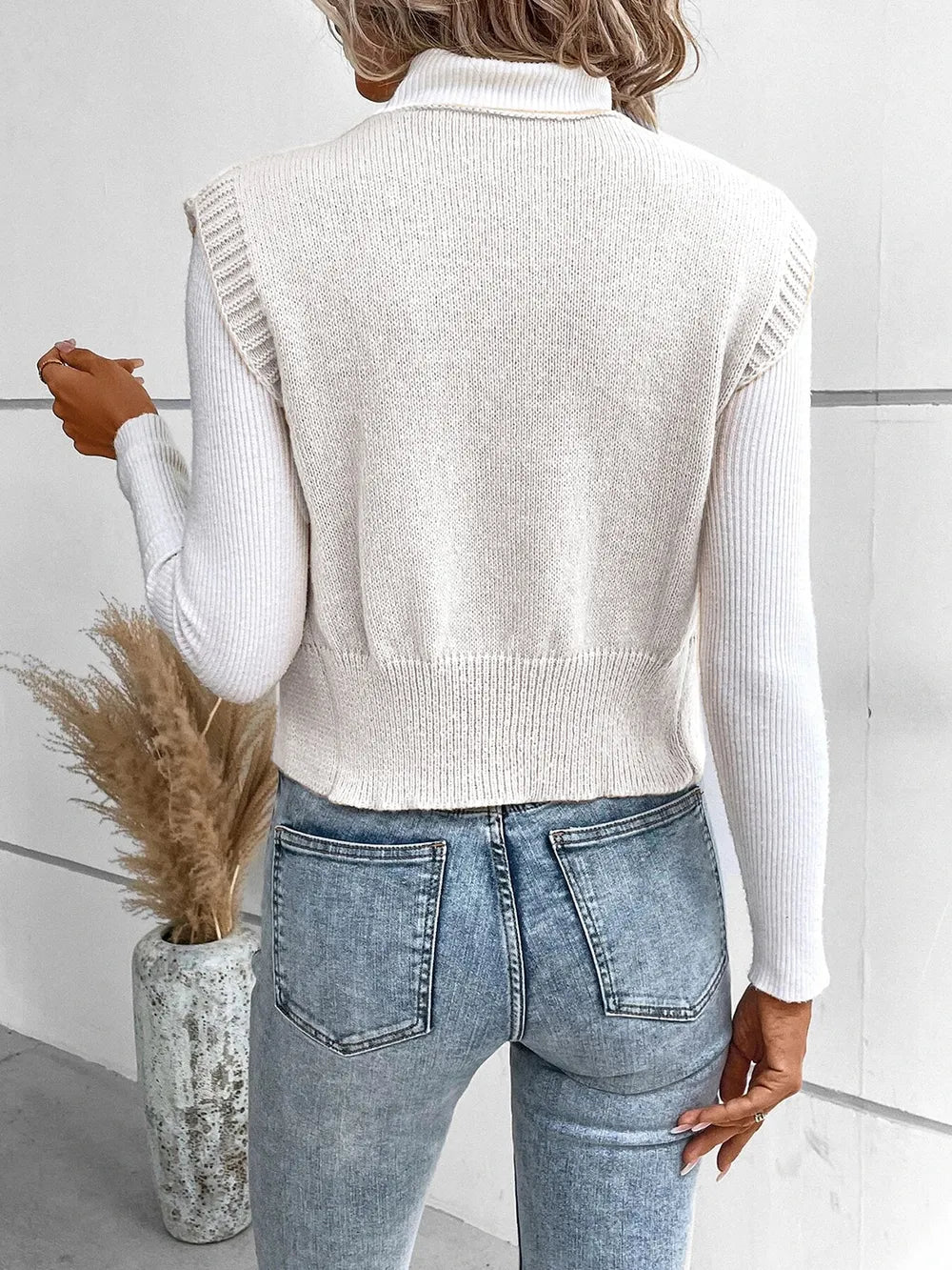 Full Size Button Up V-Neck Sweater Vest 