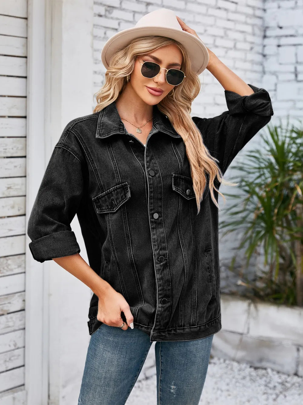 Button Up Long Sleeve Denim Jacket 