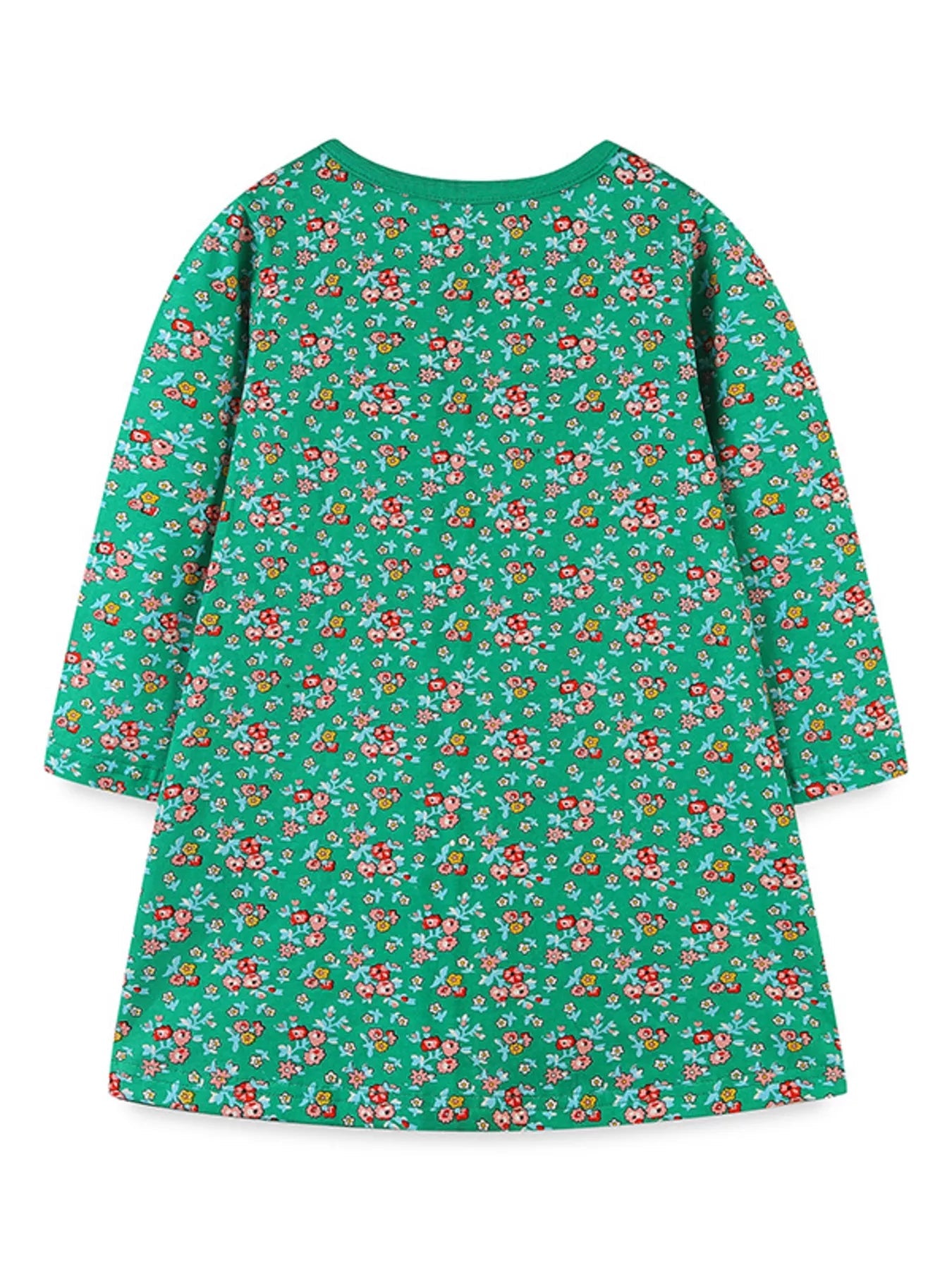 Children's Floral Print Bird Long Sleeve Dress 