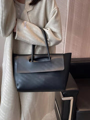 Solid Color Leather Handbag 