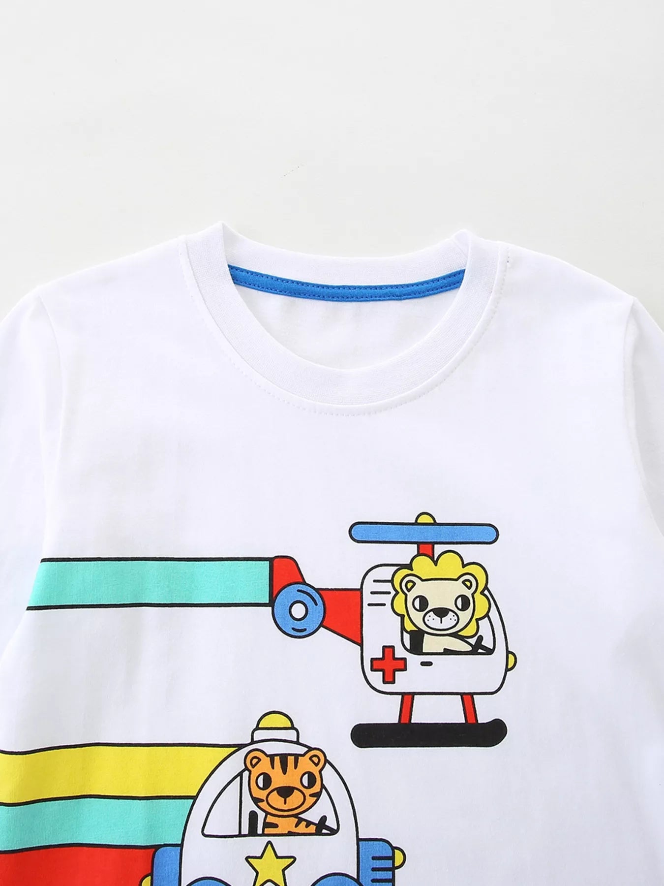 Children's Cartoon Vehicle Print Long Sleeve T-Shirt 