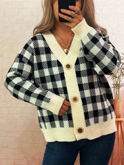Plaid Button-Down Cardigan 