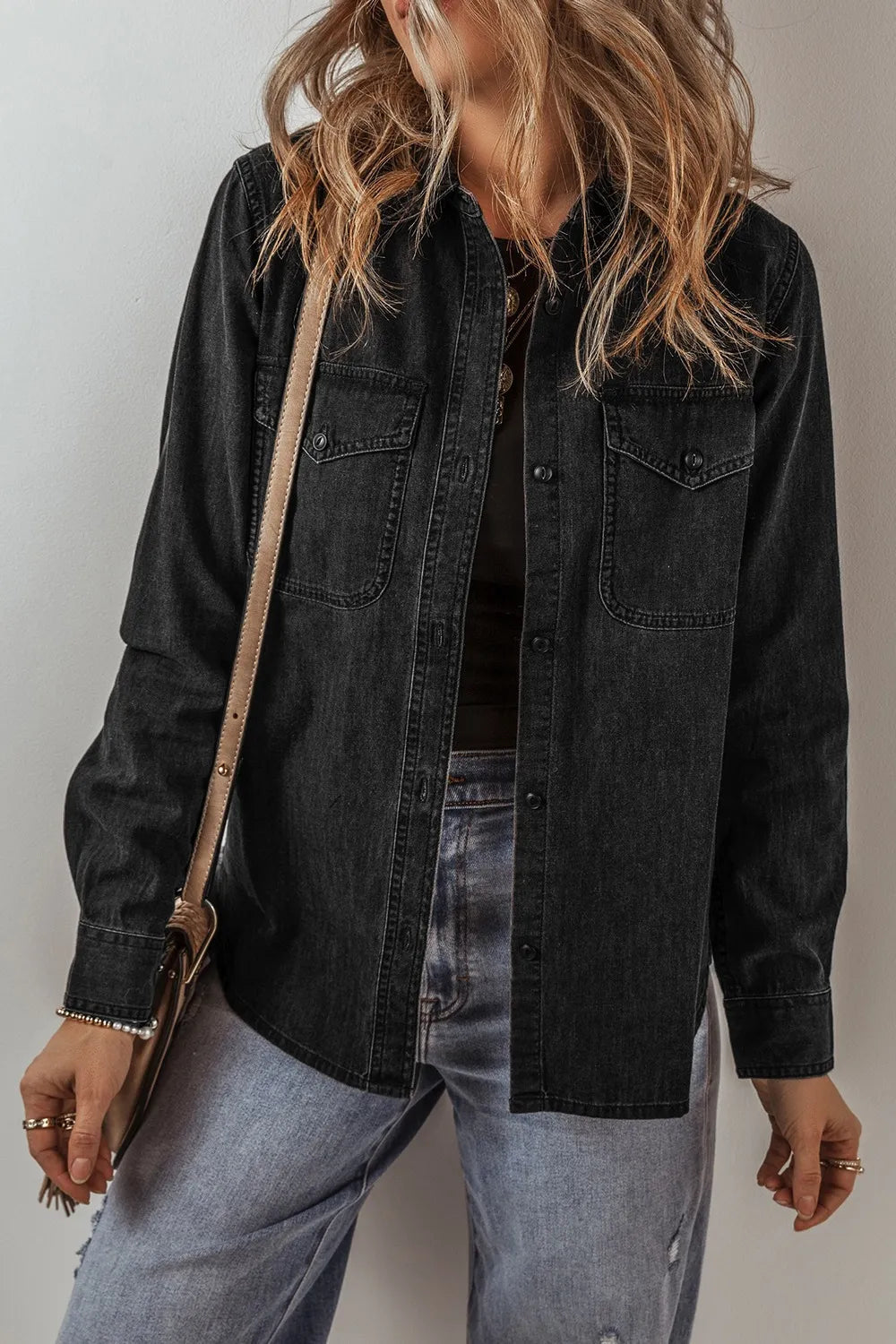 Button Up Long Sleeve Denim Jacket 