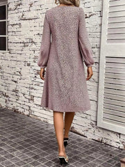 Animal Print Balloon Sleeve Dress 