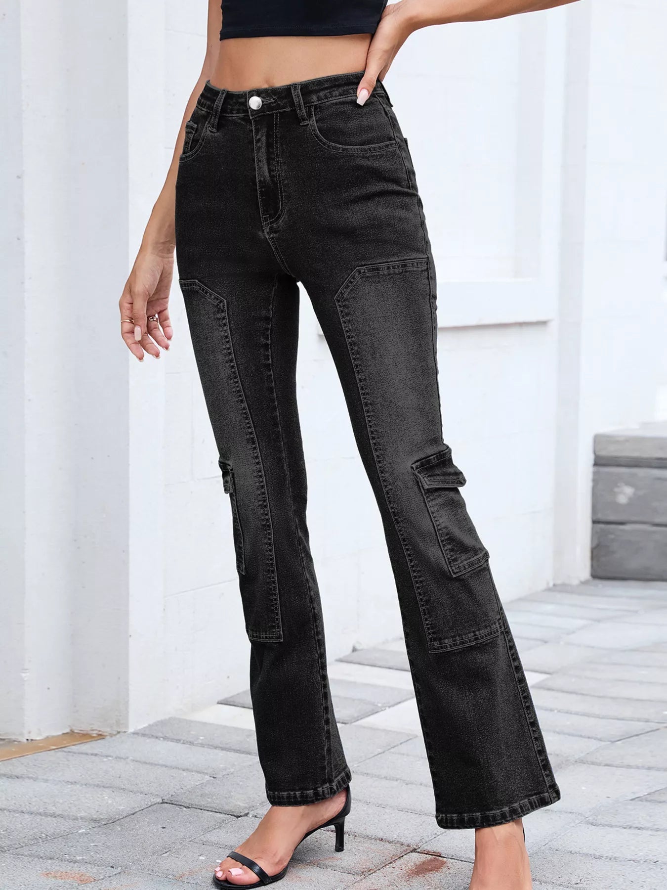 High-Waisted Bootcut Jeans 