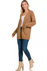 Zenana Open Front Sweater Cardigan 