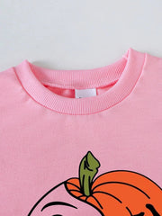 Children's Halloween Graphic Sweatshirt and Flare Pants Set 
