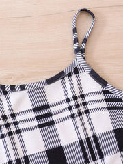 Children's Plaid Print Long Sleeve Dress Set 