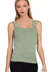 Zenana Seamless Winkle Stone Washed Tank Top 