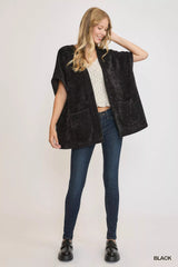 Umgee Open Front Knit Cardigan with Front Pockets 