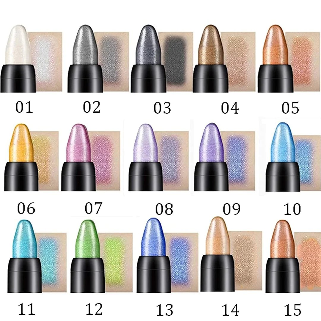 15 Colors Highlighter Eyeshadow Pencil Glitter Eyeshadow Eyeliner Pencil 