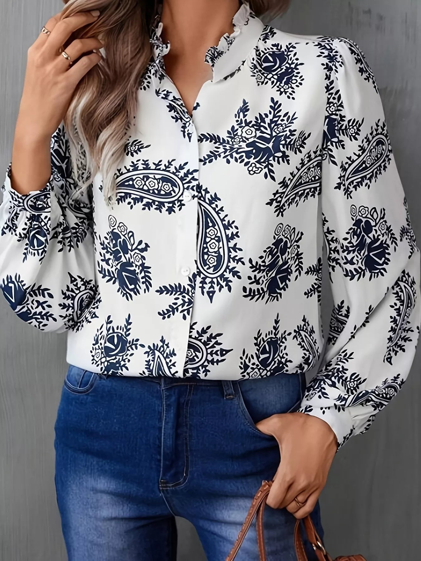 Paisley Print Button Up Shirt 
