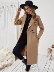 One Button Wool Blend Overcoat 