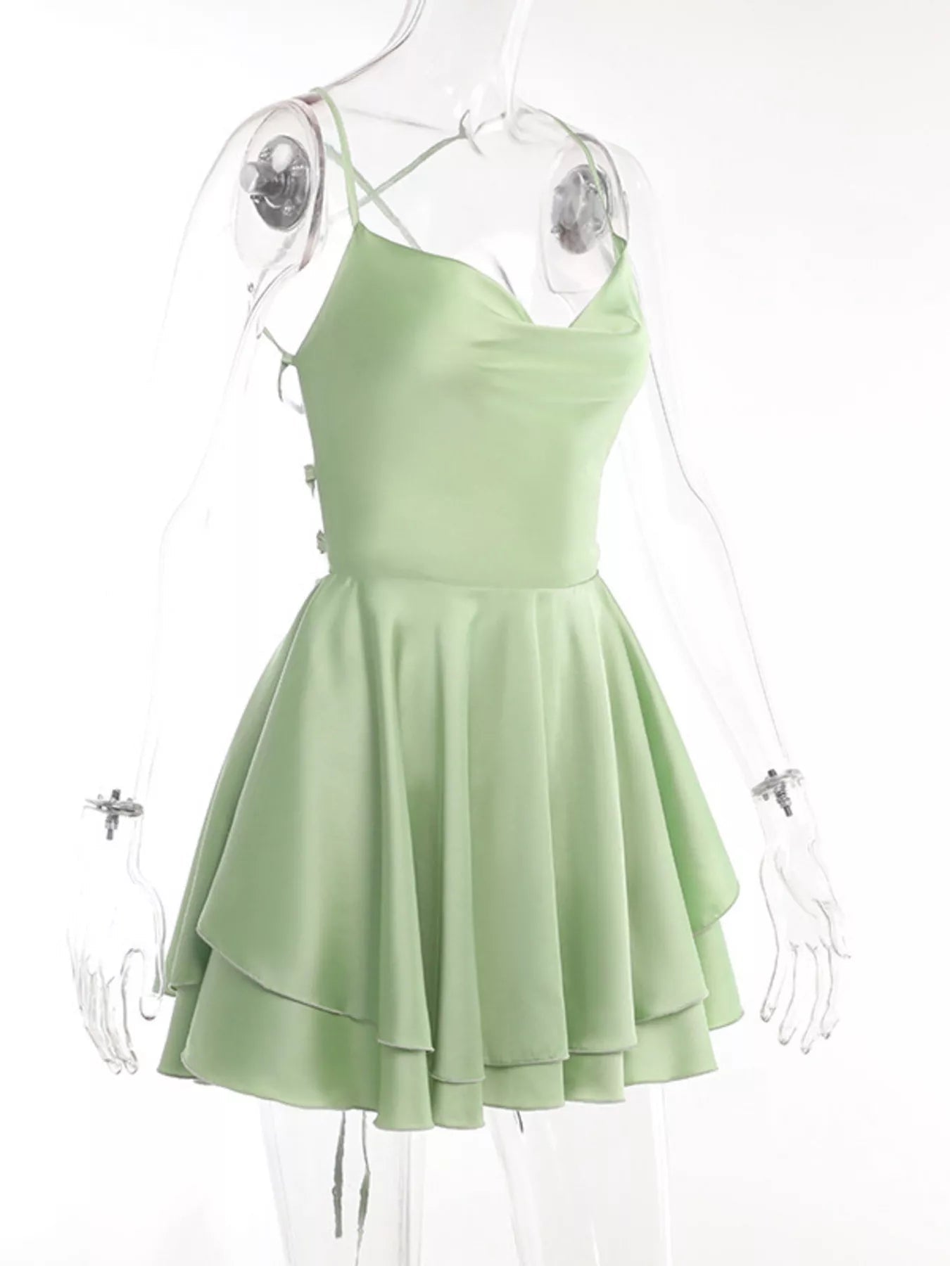 Backless Layered Ruffled Cami Dress 