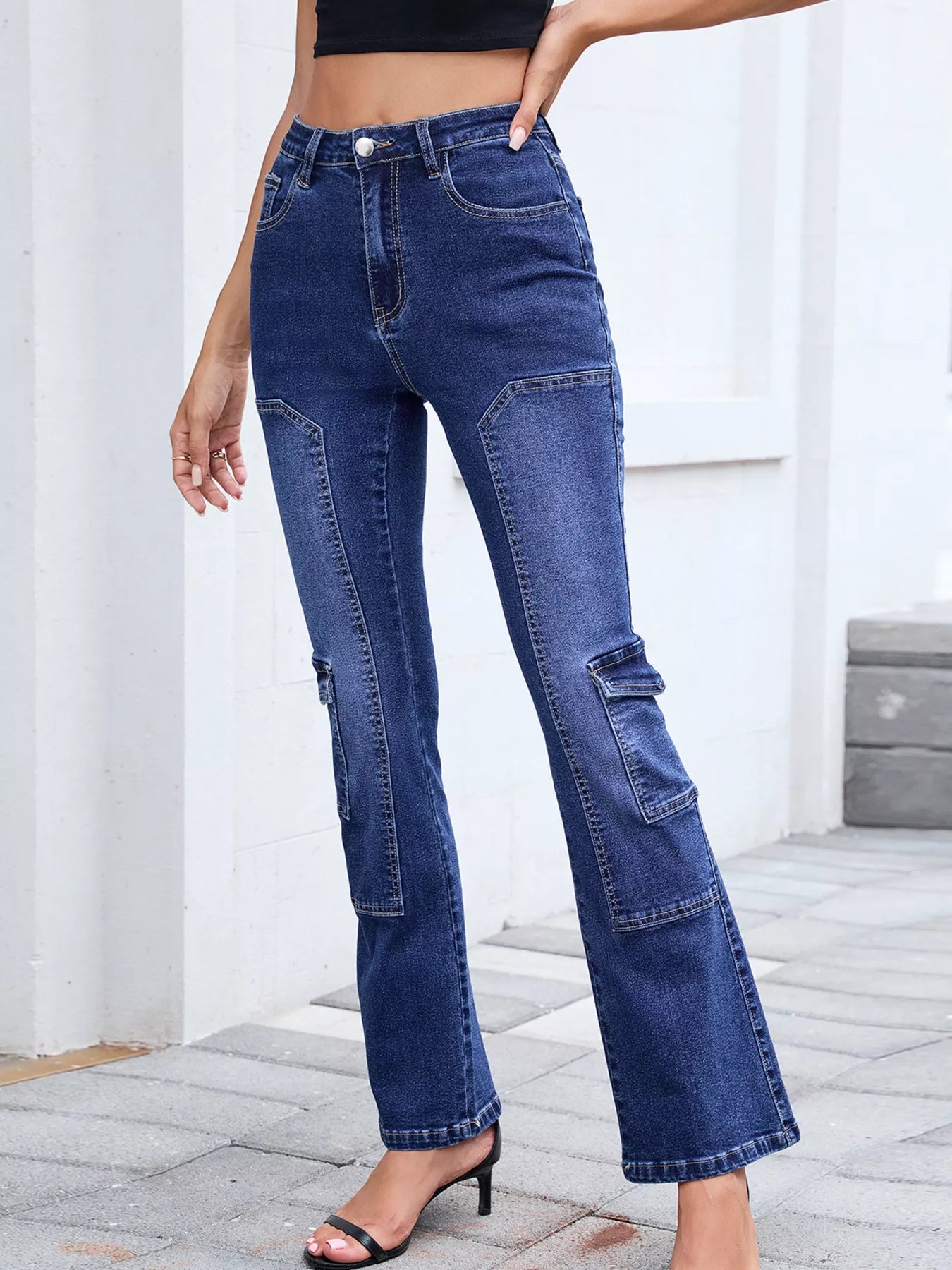 High-Waisted Bootcut Jeans 