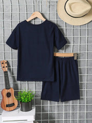 Children's Graphic Round Neck T-Shirt and Pants Set 
