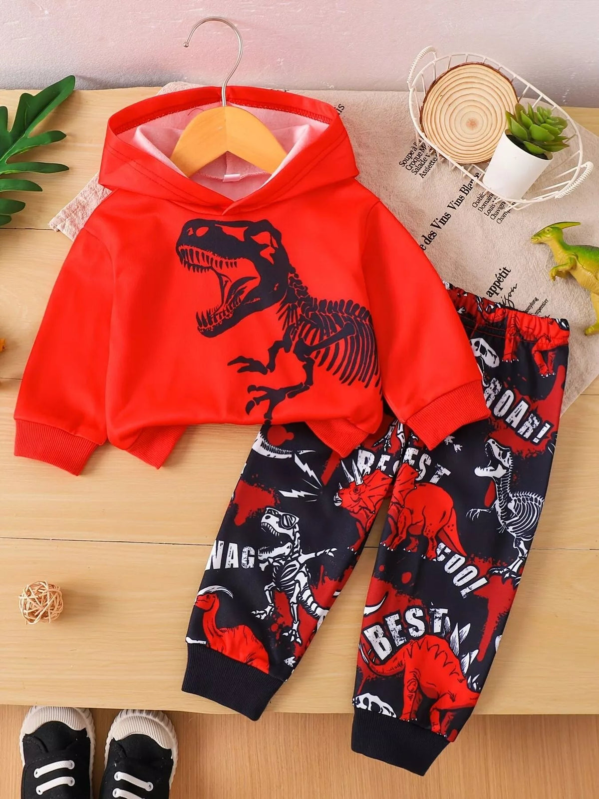 Children's Dinosaur Long Sleeve Hoodie and Pants Set 