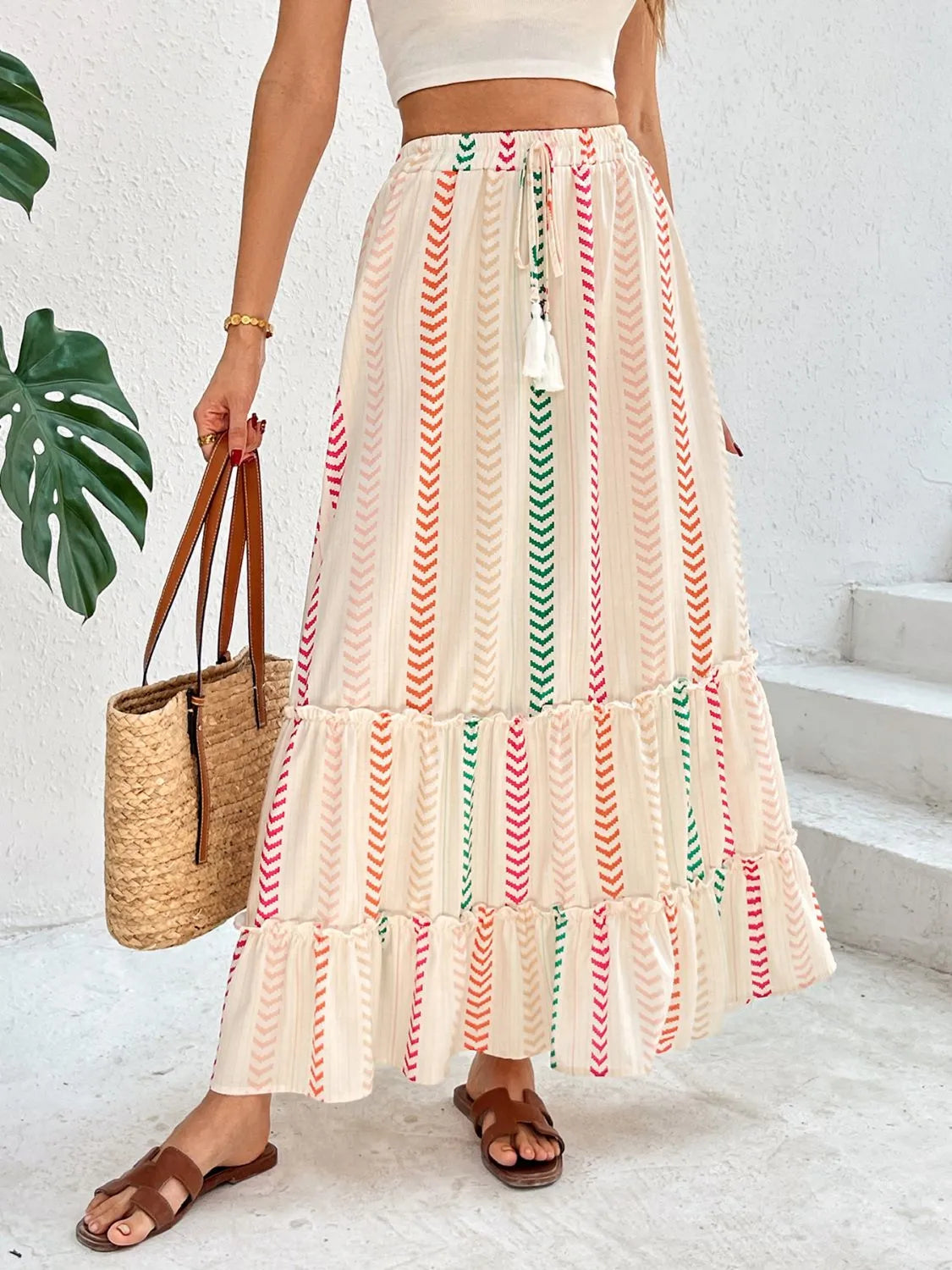 Frill Printed Maxi Skirt 