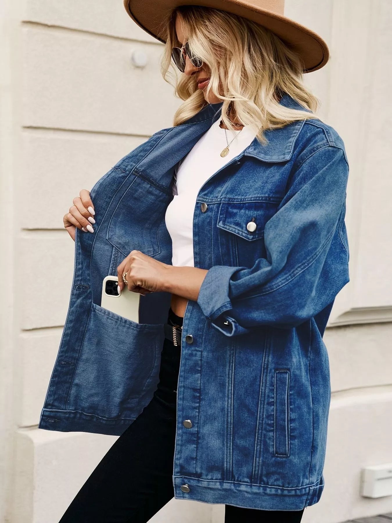 Button Up Long Sleeve Denim Jacket 